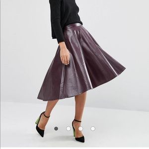 ASOS skater skirt in BLACK leather look